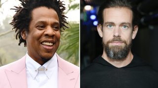 Jay-Z (L) and Jack Dorsey
