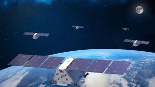 A rendering of Lockheed Martin’s 400 series satellite buses, which range from 400 kg to 800 kg in weight.