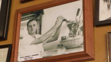 A picture inside Caffe Trieste of founder Giovanni Giotta, who opened the cafe in 1956.