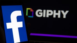 The logos of Facebook and Giphy.