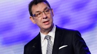 Pfizer CEO Albert Bourla addresses a press conference after a visit to oversee the production of the Pfizer-BioNtech COVID-19 vaccine at the factory of U.S. pharmaceutical company Pfizer in Puurs, Belgium April 23, 2021.