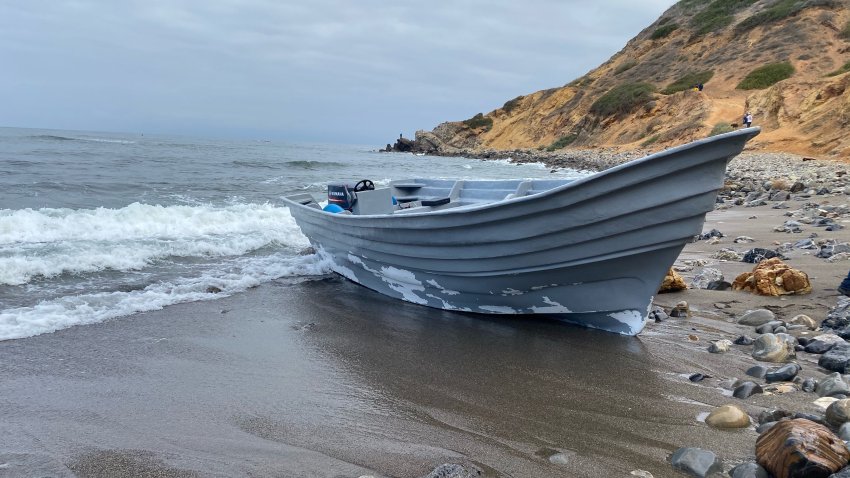 An abandoned panga boat was discovered in Rancho Palos Verdes on Friday, April 23, 2021.