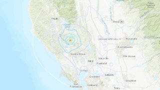 A map shows the epicenter of a preliminary 4.2 magnitude earthquake in northern Sonoma County.