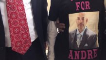 Andre Hill, fatally shot by Columbus police on Dec. 22, is memorialized on a shirt worn by his daughter, Karissa Hill, on Thursday, Dec. 31, 2020, in Columbus, Ohio.