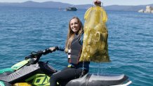 Trash and other debris pulled from the bottom of Lake Tahoe.