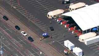 The mass COVID-19 vaccination site at the Oakland Coliseum.