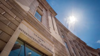 In this April 1, 2014, file photo, the headquarters for the U.S. Agency for International Development is seen in Washington. The state-backed Russian cyber spies behind the SolarWinds hacking campaign launched a targeted spear-phishing assault on U.S. and foreign government agencies and think tanks using an email marketing account of the U.S. Agency for International Development, Microsoft said, late Thursday, May 27, 2021.