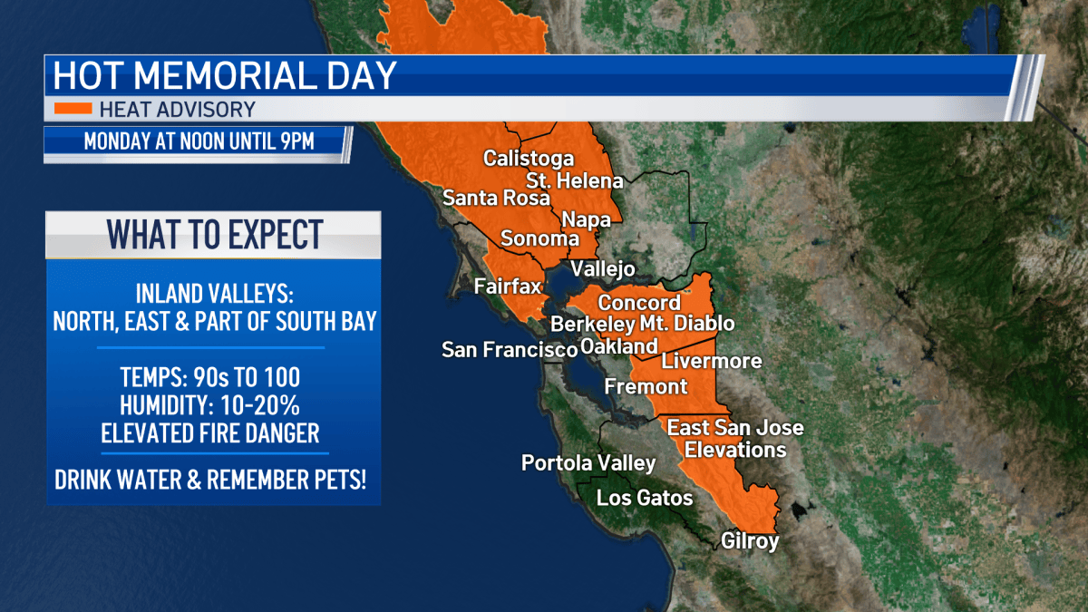 Memorial Day Forecast: Inland Locations Could Hit 100 Degrees – NBC Bay ...