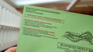 Close-up of 2020 mail in general election ballot for Maricopa County, Arizona