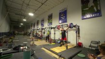 U.S. weightlifter Wes Kitts trains in California Strength gym in San Ramon.