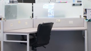 Empty desk at a tech office in Mountain View.