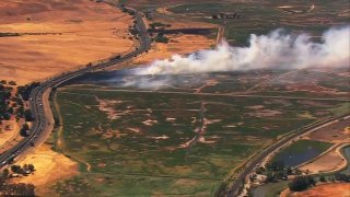 Brush fire near I-680 in Solano County.