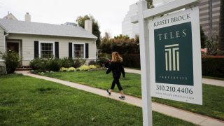 A home for sale is seen in Santa Monica, California.