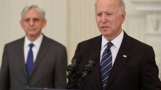 U.S. President Joe Biden delivers remarks accompanied by U.S. Attorney General Merrick Garland, after a roundtable discussion with advisors on steps to curtail U.S. gun violence, at the White House in Washington, June 23, 2021.