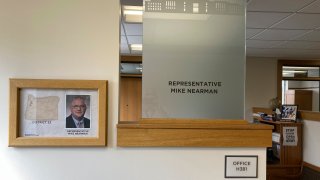 The office of Oregon Rep. Mike Nearman, is seen on Monday, June 7, 2021, in the Oregon State Capitol in Salem, Ore. Oregon House Speaker Tina Kotek wants to expel the Republican lawmaker who allowed violent protesters into the state Capitol in December. Video that emerged late Friday in local news reports that apparently showed Rep. Nearman choreographing how he would let protesters into the Capitol, which was closed to the public, exploded like a bombshell in the Legislature on Monday.