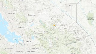 A map shows the epicenter of an earthquake that hit in eastern Alameda County.