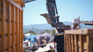 A homeless encampment in Sausalito is cleared.