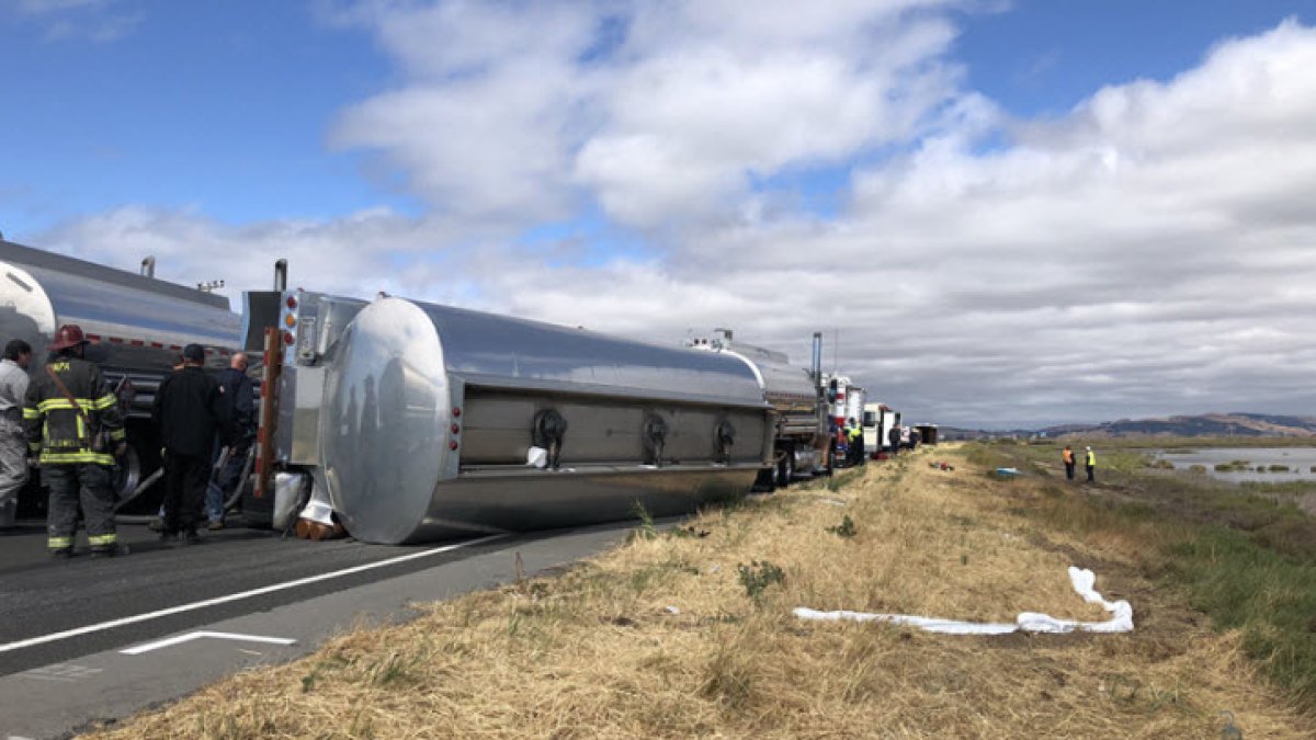 Overturned Tanker Truck Shuts Down Highway 37 Near Vallejo: CHP – NBC ...