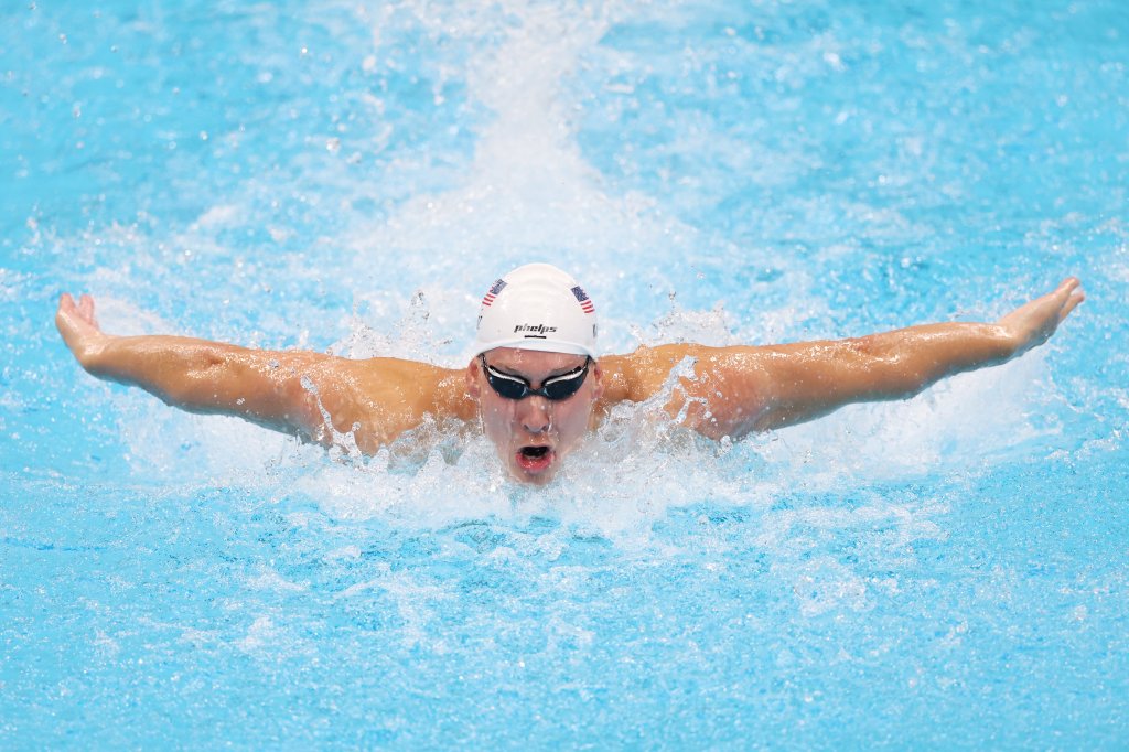 Chase Kalisz of Team USA competes in heat three of the Men's 400m Individual Medley at the Tokyo 2020 Olympic Games at Tokyo Aquatics Centre on July 24, 2021, Japan.