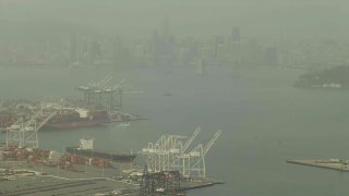 Smoke over San Francisco Bay.