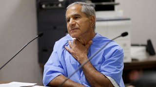 FILE - Sirhan Sirhan describes being choked during a parole hearing on Feb. 10, 2016, at the Richard J. Donovan Correctional Facility in San Diego.