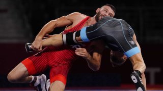 Thomas Gilman wrestles