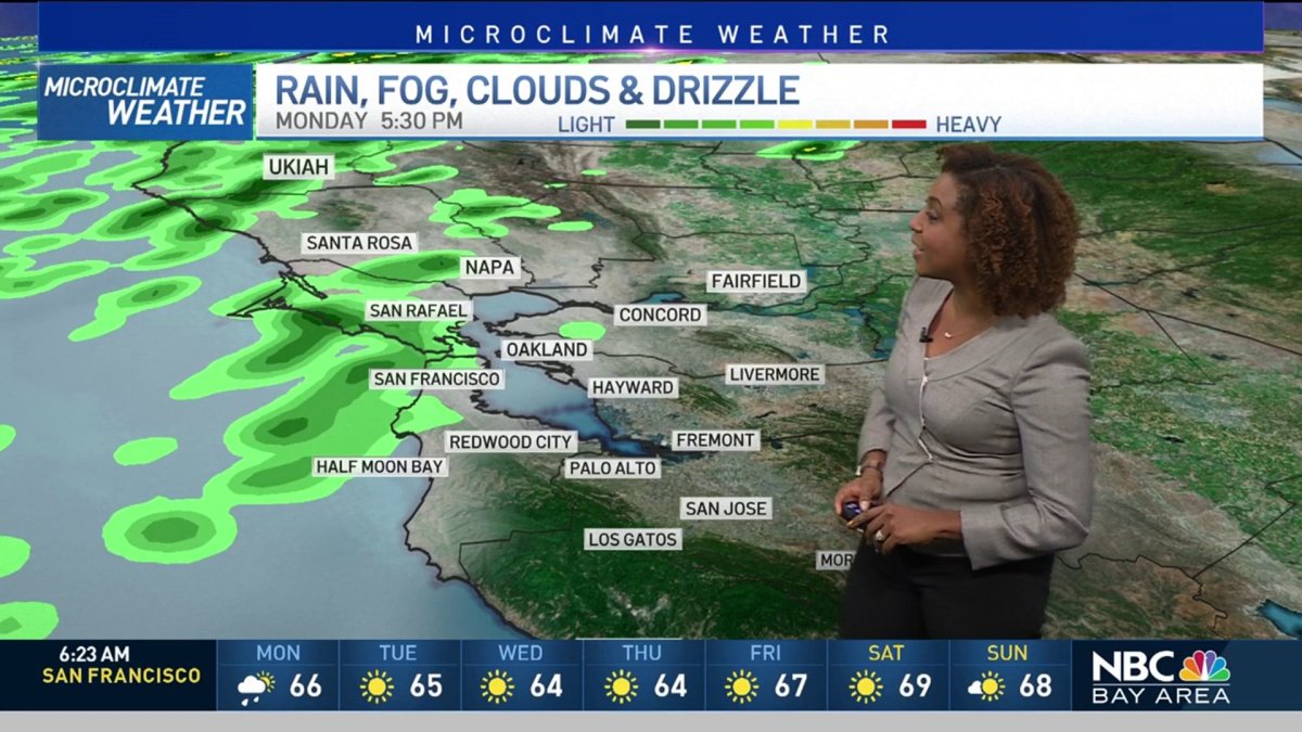 Kari’s Forecast: Spotty Rain, Cooler – NBC Bay Area