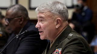 Marine Corps Gen. Kenneth F. McKenzie, commander of U.S. Central Command, testifies before the House Armed Services Committee on the conclusion of military operations in Afghanistan, Wednesday, Sept. 29, 2021, on Capitol Hill in Washington.