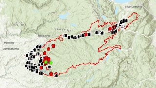 Caldor Fire structure status map.
