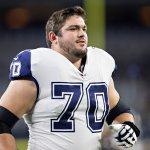 Zack Martin #70 of the Dallas Cowboys warms up before a game against the Washington Redskins at AT&T Stadium in Arlington, Texas.