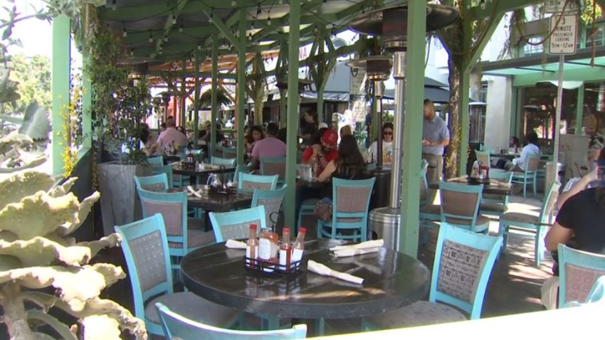Outdoor dining area in San Diego's Little Italy community