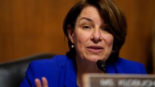 U.S. Senator Amy Klobuchar (D-MN), chair of the Senate Judiciary Subcommittee on Competition Policy, Antitrust, and Consumer Rights, speaks during a hearing on “Big Data, Big Questions: Implications for Competition and Consumers” in Washington, D.C., U.S., September 21, 2021.