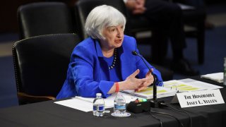 Treasury Secretary Janet Yellen testifies during a Senate Banking, Housing and Urban Affairs Committee hearing on the CARES Act, at the Hart Senate Office Building in Washington, DC, U.S., September 28, 2021.