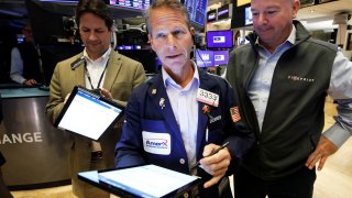 Traders on the floor of the New York Stock Exchange, Oct. 6, 2021.