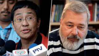 2021 Nobel Peace Prize Winners Maria Ressa (left), Dmitry Muratov