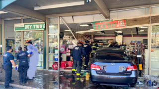 Ten people were injured when a car slammed into a 7-Eleven store in San Leandro, according to Alameda County Fire Department’s Twitter feed.
