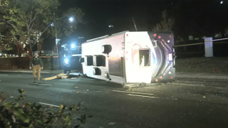 San Ramon police investigate a crash caused by the driver of a motor home reported stolen in San Francisco.