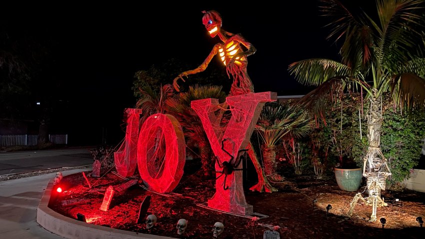 Caught on Camera: Neighbor Scares Off Man Trying to Steal 12-Foot Skeleton From ‘Joy House’