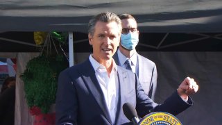 California Gov. Gavin Newsom speaks during a news conference in San Francisco.