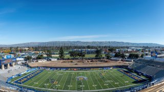 SAN JOSE, CA – NOVEMBER 25: A pre-game view of the CEFCU stadium and the San Jose area before the game between the Fresno State Bulldogs and the San Jose Spartans on Thursday, November 25, 2021 at the CEFCU Stadium in San Jose, California. (Photo by Douglas Stringer/Icon Sportswire via Getty Images)