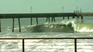 File image of waves in Pacifica.