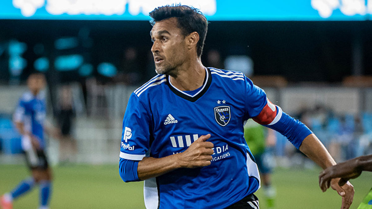 Chris Wondolowski reacts after scoring San Jose's first goal in