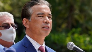 FILE – California Attorney General Rob Bonta speaks at a news conference on Aug. 17, 2021, in Sacramento, Calif. (AP Photo/Rich Pedroncelli, File)