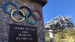 A sign marking the 1960 Winter Olympics