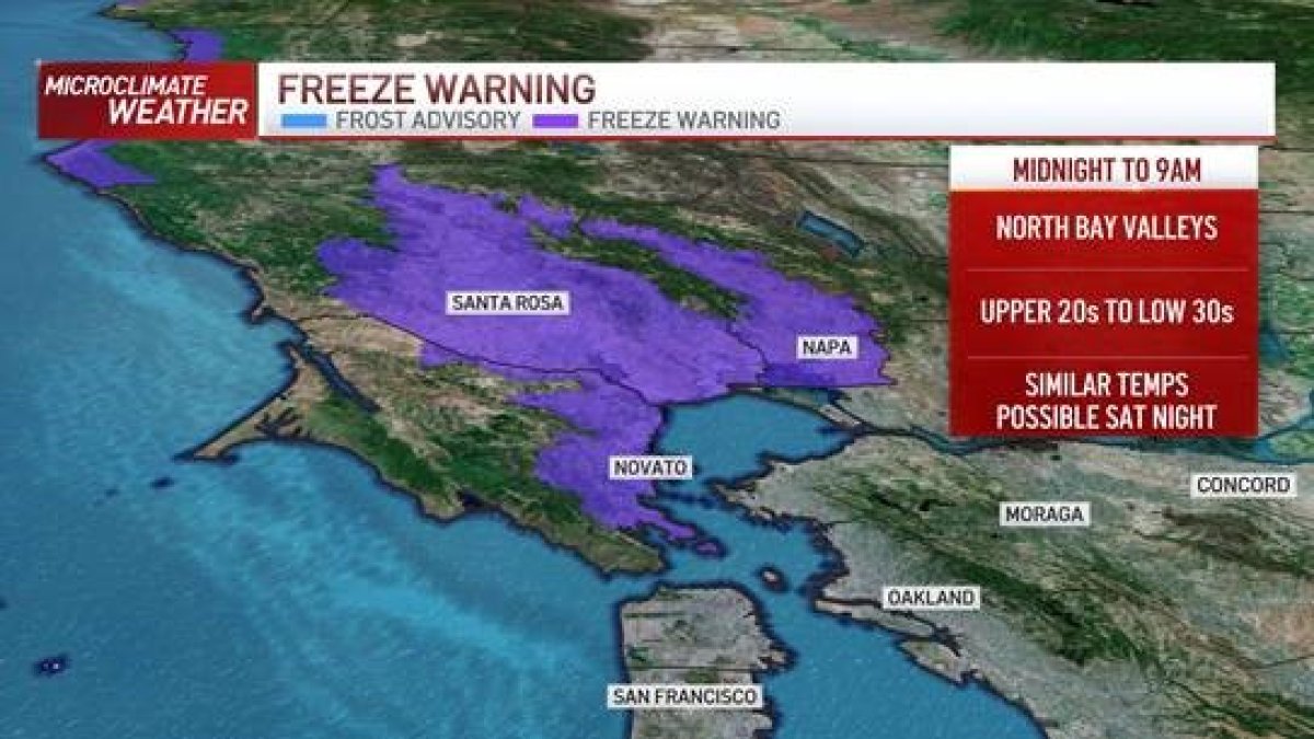 Freeze Warning Issued for Parts of the Bay Area – NBC Bay Area