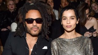 Lenny Kravitz and Zoe Kravitz at Paris Fashion Week in February 2020.