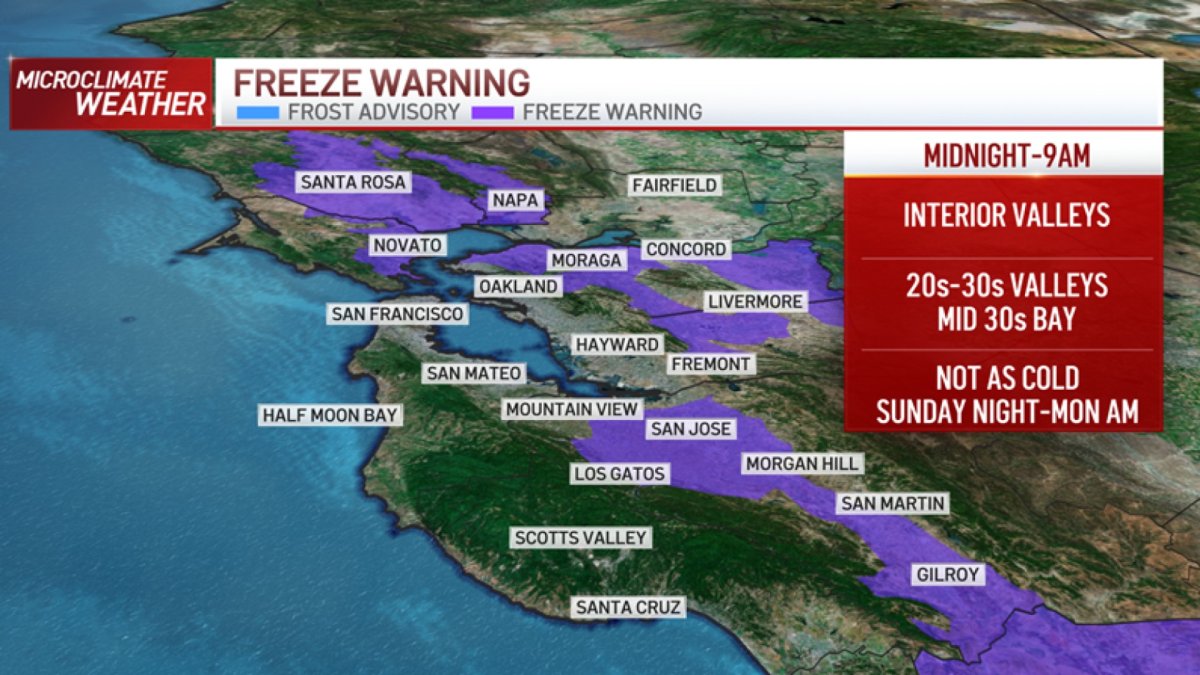 Forecast: Freeze Warning Until Sunday Morning – NBC Bay Area