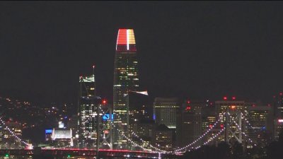 San Francisco Landmarks Lit Up in Red and Gold Ahead of 49ers Game