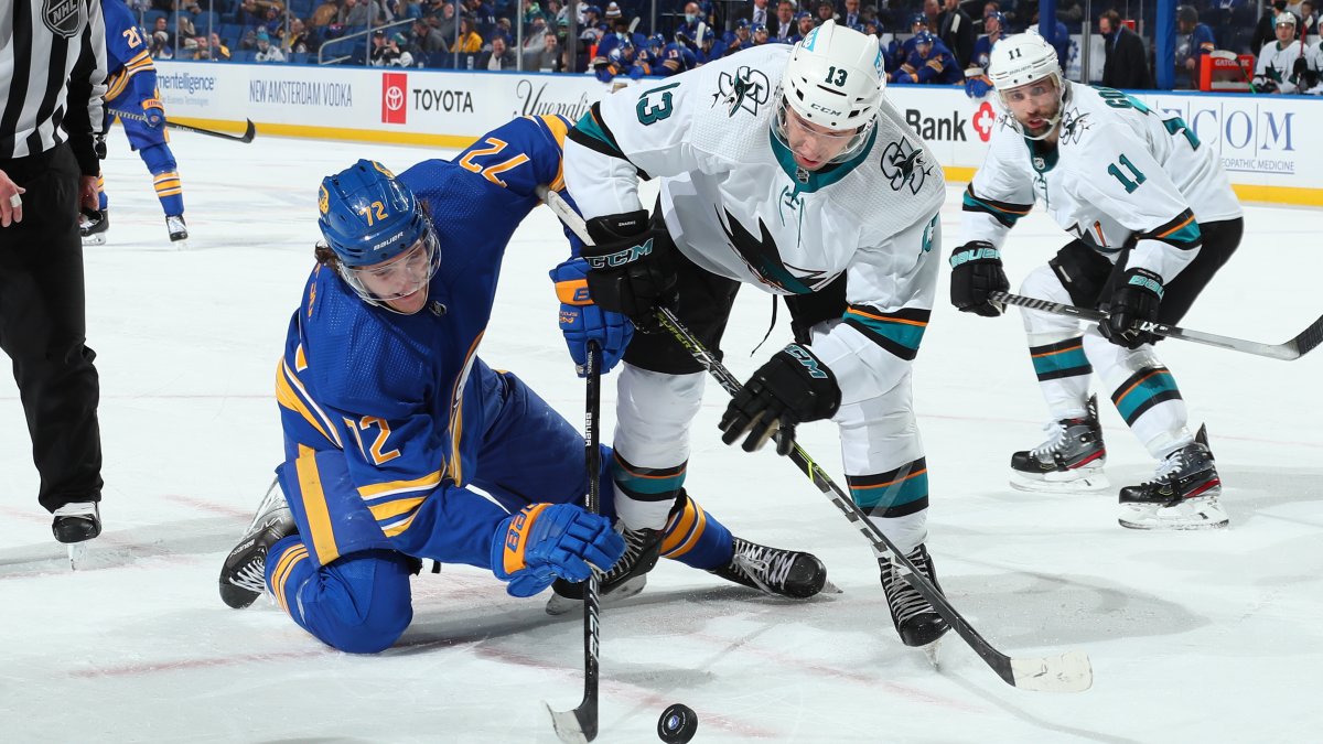 Sharks end two-game skid with 3-2 win over Sabres