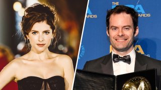 Noelle costars Anna Kendrick, left, and Bill Hader, right, allegedly have been dating for more than a year.